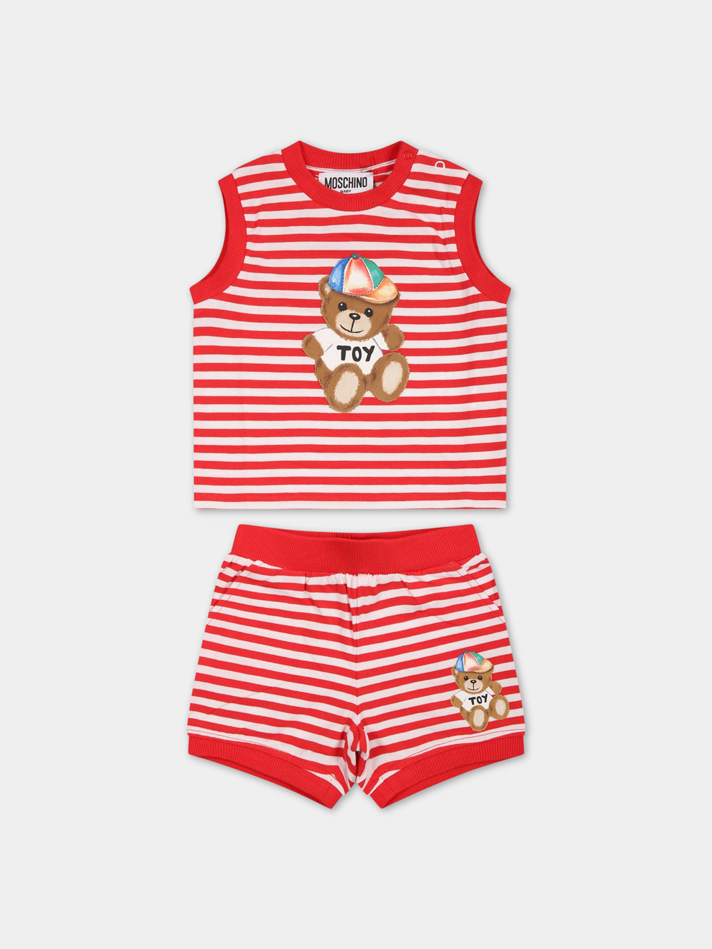 Completo rosso per neonato con Teddy Bear